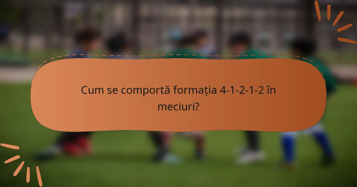 Cum se comportă formația 4-1-2-1-2 în meciuri?